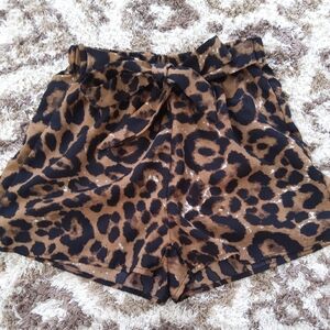 SHEIN Brown Leopard High Waist Shorts